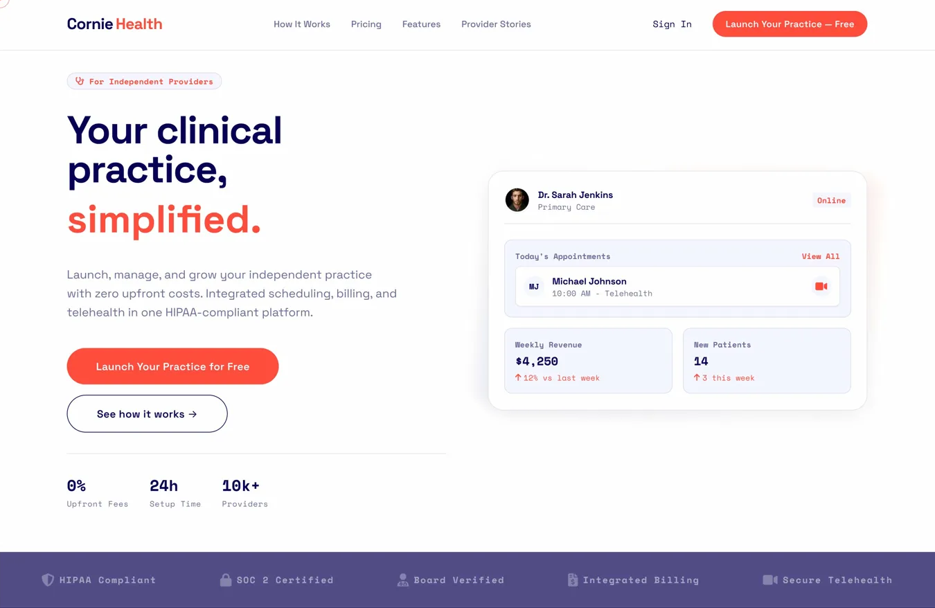 Cornie Health redesign